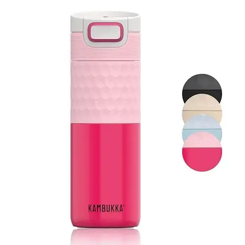 Produktbild: Kambukka Thermobecher 500ml - Kaffeebecher to go aus Edelstahl - Auslaufsicher & dicht - Isolierbecher, Travel & Coffee mug - hält 9h heiß/ 18h kalt - Modell ETNA Diva Pink