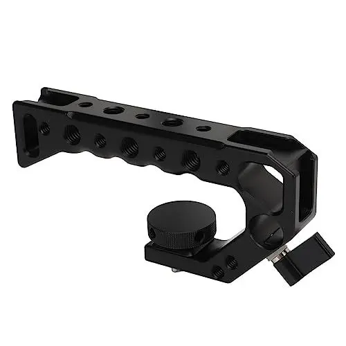 Produktbild: Kamera Obergriff mit 1/4 Zoll 3/8 Zoll Schraubgewinde, Griff aus Aluminiumlegierung mit Kaltschuhschnittstelle, für Mikrofon, LED Licht, Magic Arm