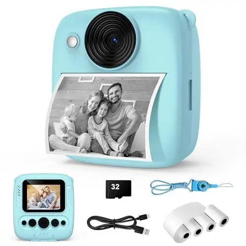 Produktbild: kamera Sofortbildkamera, Kamera mit 32GB Karte & 4 Bände Druckpapier, 48MP Sofortbildkamera mit 1080P Digitalkamera für , Geschenke für Mädchen und Jungen von 3 bis 12 Jahre