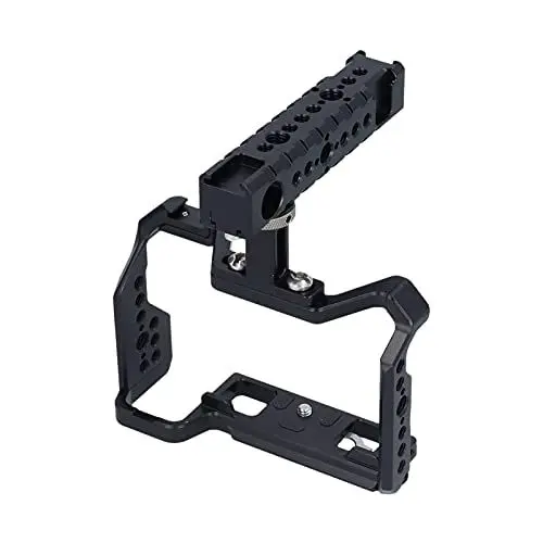 Produktbild: Kamerakäfig mit Griff für FUJIFILM XS10, Vlogging-Videokamera-Rig-Stabilisator aus Aluminiumlegierung mit Kaltschuh, 1/4-Zoll- und 3/8-Zoll-Schraubloch