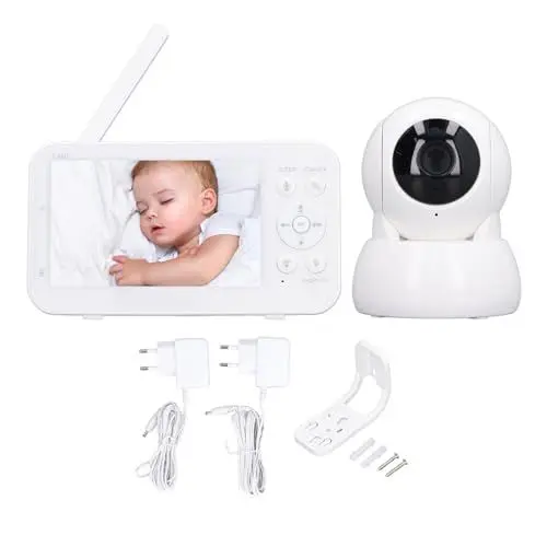 Produktbild: Kameramonitor, 2,4 GHz, Kabelloses Babyphone mit Nachtsicht, 5-Zoll-HD-Display, Zwei-Wege-Sprechfunktion, Sicherheitssignal, Lithium-Batterie (EU-Stecker)