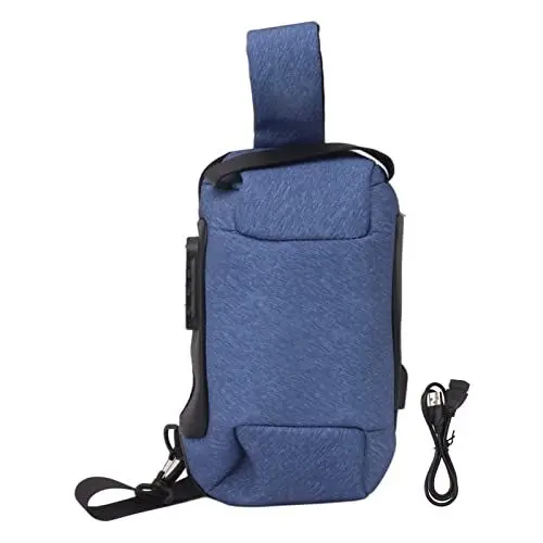 Produktbild: Kamera-Umhängetasche, Anti-Diebstahl-Kameratasche mit Passwortsperre, Hochdichtes Segeltuch, Verbreiterter Schultergurt, Kleiner Fotorucksack für Kamera und Zubehör (Blue)