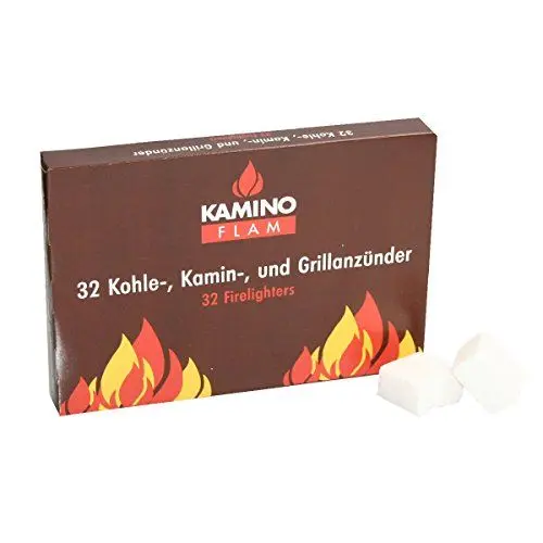 Produktbild: KaminoFlam Grillanzünder Würfel 32 Stück - Kaminanzünder - Kohleanzünder - Grill Anzünder für Kohle & Holz - Feueranzünder für Grillkamin & Ofen