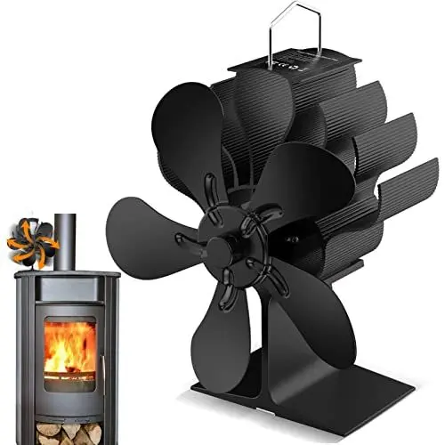 Produktbild: Kaminventilator Stromloser - Kamin Ofen Ventilator, Hitze Powered Ofen Fan Ofenlüfter Ohne Strom,5 Blätter Ofenventilator für Holzofen, Kamin, Holz, LOG Brenner