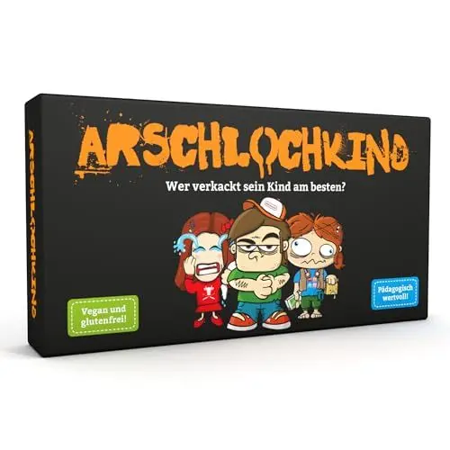 Produktbild: Arschlochkind I Wer verkackt Sein Kind am besten? I Witziges Kartenspiel für 3-6 Personen mit schwarzem Humor I Gesellschaftsspiel für kleine Gruppen I Geschenk