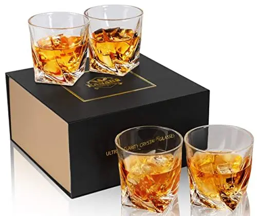 Produktbild: KANARS Whiskey Gläser Set, Bleifrei Kristallgläser, Whisky Glas, Schöne Geschenk Box, 4-teiliges Whisky Gläser, 300 ml, Hochwertig