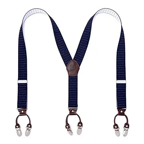 Produktbild: KANGDAI Herren Hosenträger 6 Clips Heavy Duty Men Braces Y Zurück 10 Farben Durable Elastic Verstellbare Hosenträger Starke Metall Clips (Blau)