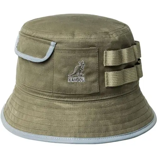 Produktbild: Kangol Waxed Utility Bucket Baumwollhut Stoffhut Anglerhut Sommerhut Sonnenhut (M (56-57 cm) - Oliv)