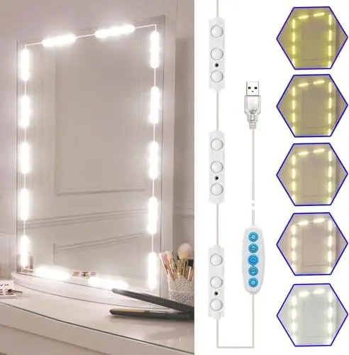 Produktbild: Kangtaixin LED Spiegelleuchte - Schminktisch Beleuchtung 3 Farbe 10 Helligkeitsstufen Schminktisch Licht für Kosmetikspiegel Badzimmer Spiegel