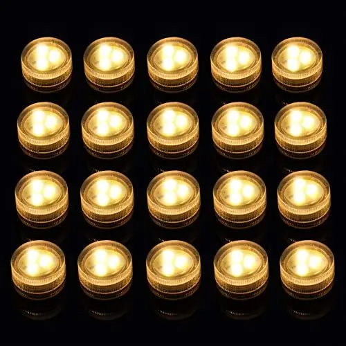 Produktbild: Mini Unterwasser Wasserdichte Led Lights - Warmweiße Teelichter Batteriebetrieben, kleines Kerzenlicht für Halloween, Vase Aquarium Whirlpool Party Hochzeit Dekoration (20pcs ohne Fernbedienung)