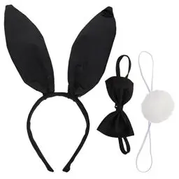 Produktbild: Kaninchen Ohren mit niedlichen, Kaninchen Ohren mit Haaren mit Ostern Halloween Weihnachten Party Accessoires Schwarz