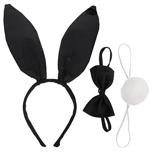 Produktbild: Kaninchen Ohren mit niedlichen, Kaninchen Ohren mit Haaren mit Ostern Halloween Weihnachten Party Accessoires Schwarz hase kostüm kinder