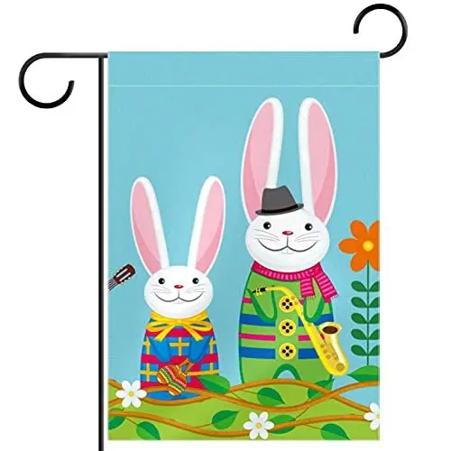Produktbild: Kaninchen-Musical Ostern Gartenflagge 12x18 Zoll,Kleine Hofflaggen,doppelseitige vertikale Banner-Außendekoration