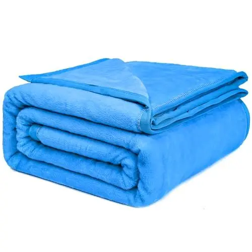 Produktbild: KANKAEU Kuscheldecke Flauschig 130x160 cm, 380GSM Superweiche & Zarte Fleecedecke, Flauschige Decke, Wohndecke Kuscheldecken als Sofadecke, Flanelldecke, Couchdecke, Glanz Blau