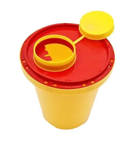 Produktbild: TIGA-MED Kanülen Abwurfbehälter | 5 Stück | 1 Liter / 1000ml | Kanülenbox Entsorgungsbox Kanülensammelbox Kanülensammler Nadelabfallbehälter
