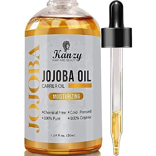 Produktbild: Kanzy Jojobaöl Bio Kaltgepresst 100% Rein Gold 50ml für Haut Haare Nägel Gesichtsöl Körperöl Vegan Hexanfreies Bio Jojoba öl Anti-Aging Anti-Falten Natürlich Intensivpflege Feuchtigkeitspflege