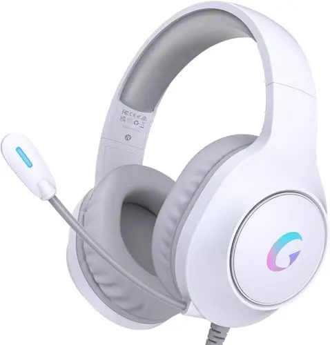 Produktbild: KAPEYDESI Gaming Headset for PS5, PC, PS4, PS5 Headset mit mikrofon, Surround Sound RGB Gaming Kopfhörer for Mac, Switch, Xbox Series, weiß