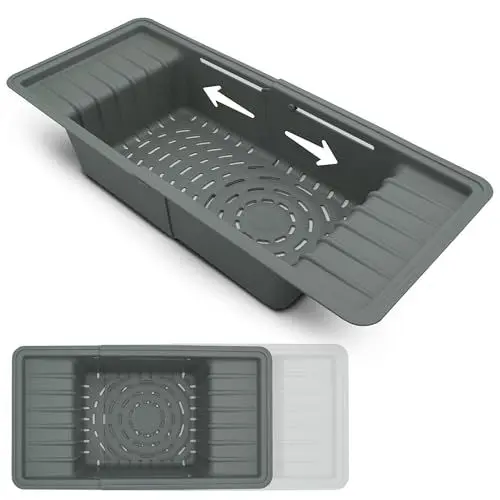 Produktbild: Kapperthal Abtropfsieb ausziehbar – Küchensieb & Abflusskorb für Spülbecken, Nudeln, Gemüse & Obst – platzsparend, ergonomisch, spülmaschinenfest, vielseitiger Küchen Organizer