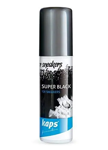 Produktbild: Kaps Schuhcreme Schwarz – Schuhfarbe und Lederfarbe zum Schuhe Färben für Schwarze Sneaker, Freizeitschuhe, Lederschuhe und Stoffschuhe Super Black, 75 ml