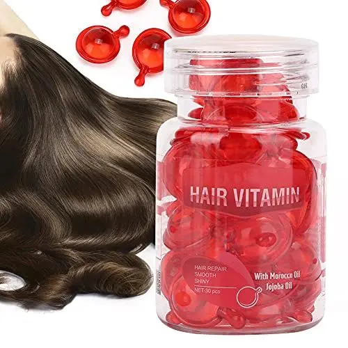 Produktbild: Kapseln für die Haarpflege,Haarbehandlungsserum, Verbessert Den Trockenheits und Frizz Effekt Haarpflege Vitaminkapseln Feuchtigkeitsspendende Anti Frizz Reparatur von Haarschäden Ätherisches(rot)