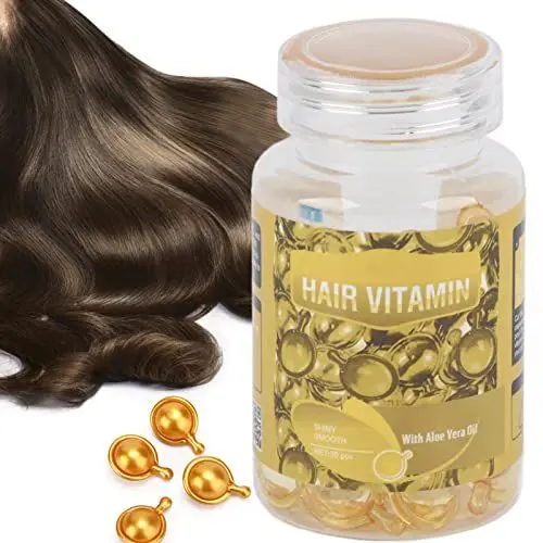 Produktbild: Kapseln für die Haarpflege,Haarbehandlungsserum, Verbessert Den Trockenheits und Frizz Effekt Haarpflege Vitaminkapseln Feuchtigkeitsspendende Anti Frizz Reparatur von Haarschäden Ätherisches(Gelb)