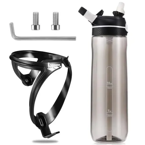 Produktbild: Kapsuen Flaschenhalter Fahrrad Set 750ml Fahrrad Trinkflasche mit Halter, Leicht Stark Trinkflaschenhalter für MTB, Rennrad, Fahrrad, Mountainbikes Flasche Halter(Transparentes Grau)