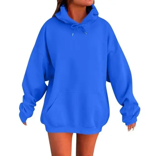 Produktbild: Kapuzenjacke Damen,Hoodie Damen Oversize,Hoodie Damen Oversize Backprint Pullover Blakely Aufdruck Casual Winter Sweatshirt mit Kapuze Langarm Kapuzenpullover,Blau,L