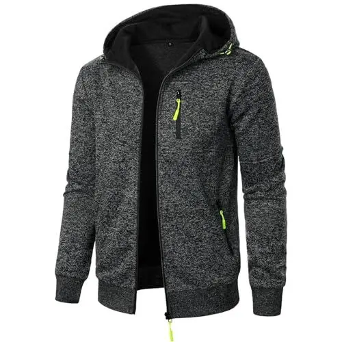 Produktbild: Kapuzenjacke Herren,Hoodie Herren Baumwolle Einfarbig mit Reißverschluss Pullover Langarm Oversized Sweatjacke Männer Kapuzenpullover Sweatshirt Warm mit Taschen Winter Sportjacke Outdoorjacke