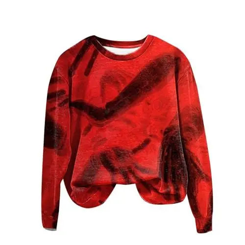 Produktbild: Kapuzenpullover Damen Hoodie Halloween Kostüm Gruselig Shirt Pullover Halloween-Kostüm Kuscheljacke Decke Skelett Kürbis Oberteile Herbst Oversize Vampir Sweatshirts Für Costume,3XL