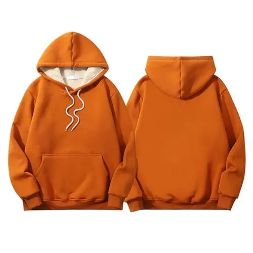 Produktbild: Kapuzenpullover Herren Herren Hoodie Sweatshirt Winter Dickes Fleece Pullover Casual Rundhals Gefüttert Sweater Warm Langarm Pulli Winterpullover Saffron XL