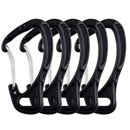 Produktbild: Karabiner, 5 Stück, 65mm große Karabinerhaken aus hochwertigem Premium Alu für Schlüsselanhänger, Rucksack, Wandern, Camping, Angeln, Outdoors und Mehr