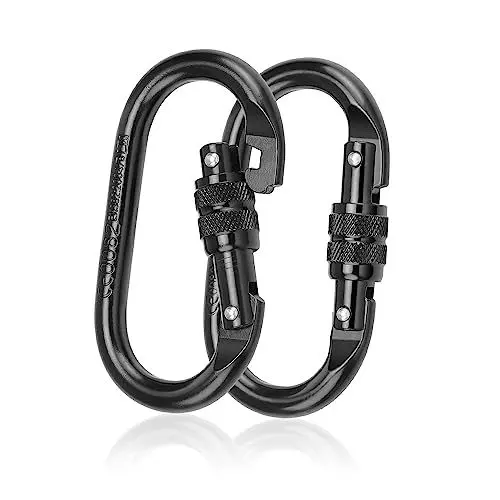 Produktbild: Karabiner Groß 25KN, PARFCO 2 Stück Karabiner Klettern, Tragende Legierung Karabinerhaken Klettern, Karabinerhaken Groß für Hängematte, Bergsteigen, Schaukel