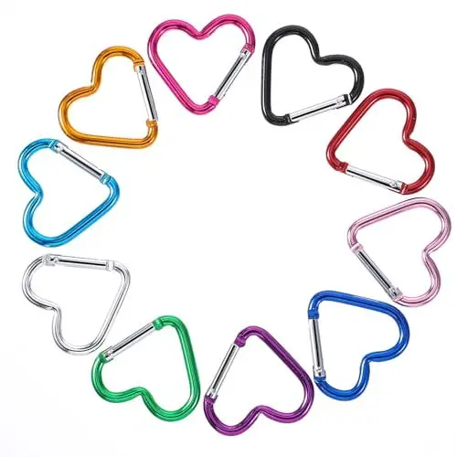 Produktbild: Karabiner Herz Karabinerhaken In Herzform 10 Stück Farbe Herzkarabiner Kleine Aluminium Schlüsselanhänger Bunt Metall Herzförmiger Karabiner Für Camping Rucksack Wasserflasche Schlüssel