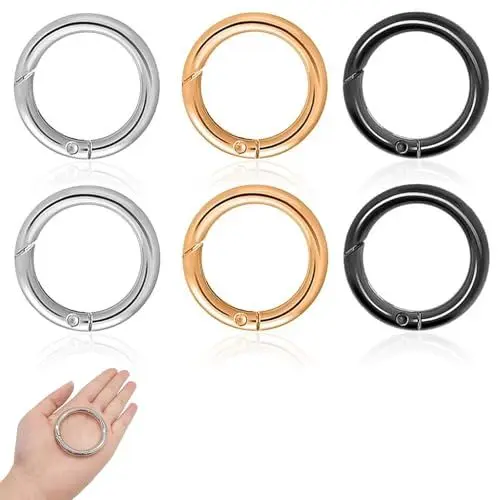Produktbild: Karabiner Rund 60mm, 6 Stück O Ring Feder Clips Runde Schlüsselring Zinklegierung Groß Karabinerhaken für Schlüsselanhänger Taschen Geldbörsen DIY Handwerkww