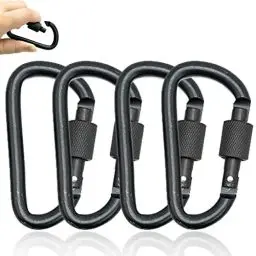 Produktbild: Karabiner Schlüsselanhänger, Karabiner Aluminium Karabinerhaken 4 Stück Karabiner mit Schraubverschluss D-förmigen Schraubkarabiner für Hängematten, Camping, Wandern, Angeln oder Reisen