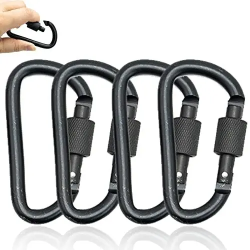 Produktbild: Karabiner Schlüsselanhänger, Karabiner Aluminium Karabinerhaken 4 Stück Karabiner mit Schraubverschluss D-förmigen Schraubkarabiner für Hängematten, Camping, Wandern, Angeln oder Reisen
