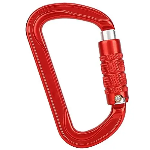 Produktbild: Karabiner-Clip, D-förmiger Karabiner aus Aluminium, Dreiteiliger Karabiner, Sicherheitsschnalle, Verriegelbare Kletterkarabiner, Geeignet für Bergsteigen, Klettern, Erweiterung,