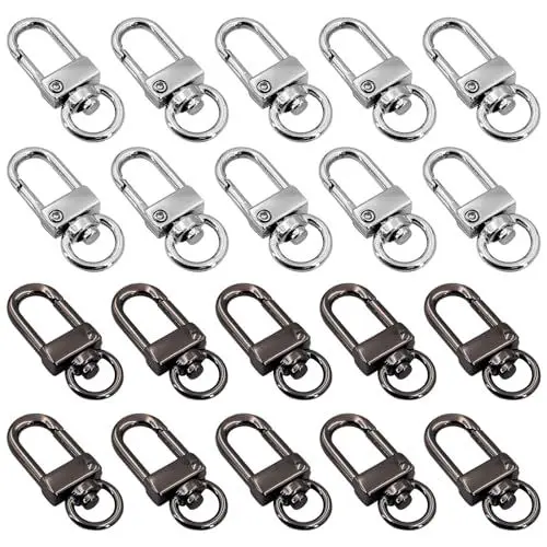 Produktbild: Karabinerhaken mit Drehgelenk, 20 Stück Zinklegierung Schlüsselringe Klein Schlüsselanhänger Karabiner Drehbare Hummer Krallenverschlüsse Schlüsselkette