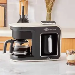 Produktbild: KARACA Hatır Plus Mod 5 in 1, 750 ml Tee/Filterkaffee & Turkischen Kaffeemaschine Creme, für Kaffee, Tee, Milchheizung, Milchgetränk und türkischer Kaffee, 1385W, 5+5 Tassen