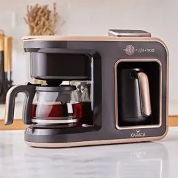 Produktbild: Karaca Hatır Plus Mod 5 in 1, 750 ml Tee/Filterkaffee & Turkischen Kaffeemaschine Rosie Brown, für Kaffee, Tee, Milchheizung, Milchgetränk und türkischer Kaffee, 1385W, 5+5 Tassen