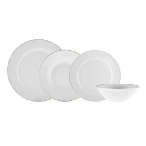 Produktbild: Karaca Rebeca Porzellan Tafelservice 16-teilig, 4 Personen, Teller und Schalen Set, Geschirrset, Suppenschalen, Servierteller, Rosegold