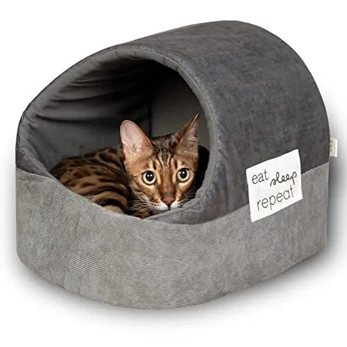 Produktbild: KaraLuna Katzenhöhle Kuschlig & Warm - Auch für große Katzen I Katzen Bettchen Indoor I Hundehöhle kleine Hunde I Katzenbett Hunde Kuschelhöhle zum Schlafen Bett Höhle Iglu Katze
