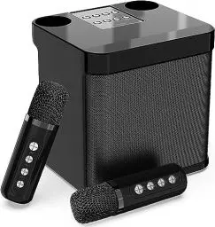 Produktbild: Karaoke Maschine,Bluetooth Karaoke Anlage mit 2 Mikrofonen, Lautsprecher Tragbares PA Anlage Karaoke Set Karaoke Mikrofon mit USB/TF-Karte/AUX,für Heimparty,Hochzeit,Kirche,Picknick,Outdoor (Schwarz)