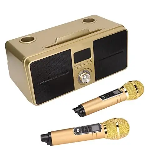 Produktbild: Karaoke Maschine,Karaoke Anlage mit 2 Drahtlosen Mikrofonen, Karaoke Anlage,Tragbares Lautsprecher mit USB/Speicherkarte/AUX In,für Heimparty,Kirche,Hochzeit Usw