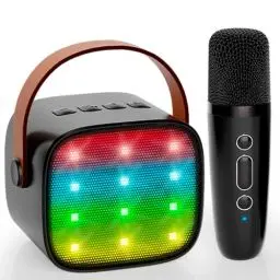 Produktbild: Karaoke Maschine Kinder, Karaoke Anlage mit 1 Mikrofonen, Mini Bluetooth Lautsprecher mit LED Lichteffekten für Kinder Erwachsene, Geschenke für Mädchen Junge Spielzeug für 3 4 5 6 7 8+ Jahre