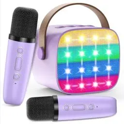 Produktbild: Karaoke Maschine Kinder, Mini Karaoke Maschine mit 2 Mikrofonen, Spielzeug ab 3-12 Jahre Mädchen Jungen Mikrofon Geschenke, Tragbarer Bluetooth-Lautsprecher mit Stimmeffekten & LED-Lichtern