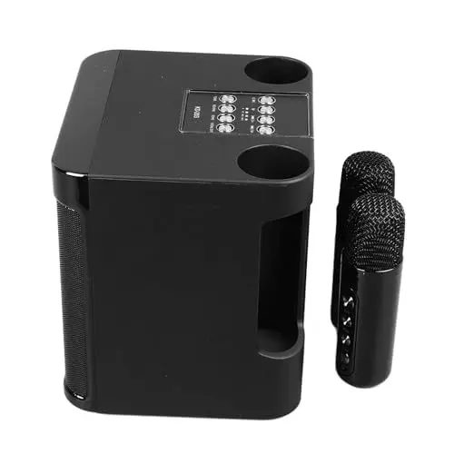 Produktbild: Karaoke Maschine, Tragbarer Bluetooth Lautsprecher mit 2 Kabellosen Mikrofonen, für Home Party Camping