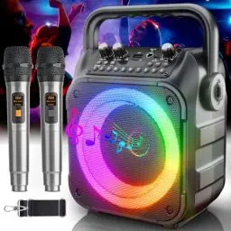 Produktbild: Karaoke Maschine mit 2 Karaoke Mikrofonen: Singingmate Karaoke Anlage mit 2 Mikrofonen für Erwachsene Kinder - Tragbare Bluetooth Party Karaoke Box - Mikrofon mit Lautsprecher - PA Komplettsets System