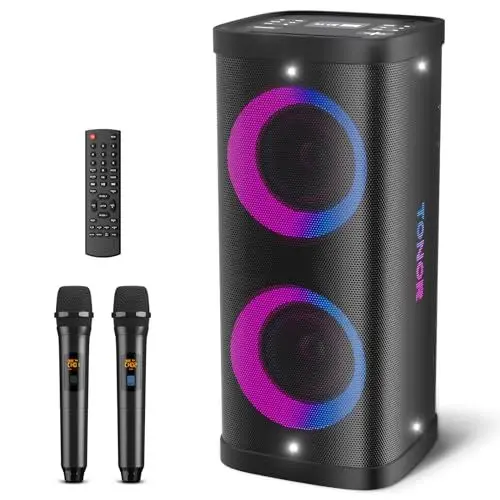 Produktbild: Karaoke Maschine mit 2 drahtlosen Funkmikrofonen Mic für Erwachsene Kinder, TONOR Bluetooth PA Lautsprechersystem mit LED Lichtern wiederaufladbarer Batterie, ideal für Heim&Draußen Karaoke Partys K61