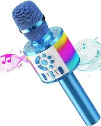Produktbild: Karaoke Mikrofon Kinder, Drahtloses Bluetooth Mikrofon mit LED, Geschenke Mädchen 3-12 Jahre, Tragbares Karaoke Maschine zum Singen, Mikrofonspielzeug für Kinder Geburtstagsfeier (Rosen rot)